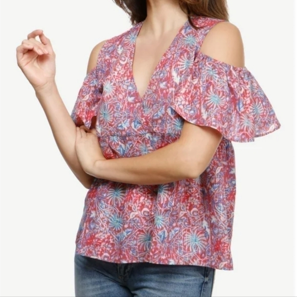Lucky brand Cold Shoulder Blouse Size 2X Bohemian Cottagecore Feminine Career